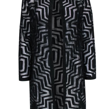 Milly - Black &amp; Sheer Maze Print Mid Length Jacket Sz 12