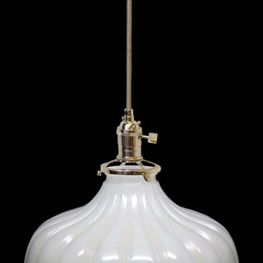 Custom Antique White Milk Glass 9.25 in. Kitchen Pendant Light