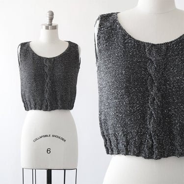 Crochet Knit tank top | Vintage 90s cable knit crop top 