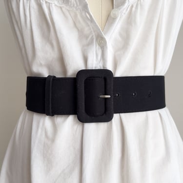 wide black belt 80s 90s vintage fabric statement belt 