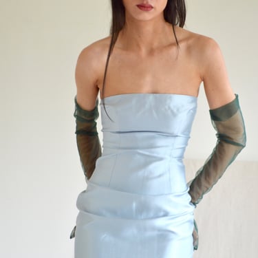 pale blue silk cynthia rowley strapless bodycon dress size 4 