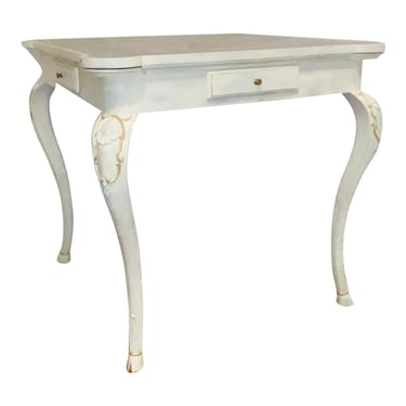 John Richard Transitional White and Gold Hoof Game Table