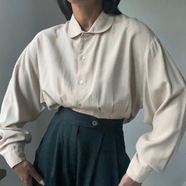 vintage pure silk matte finish minimal blouse 
