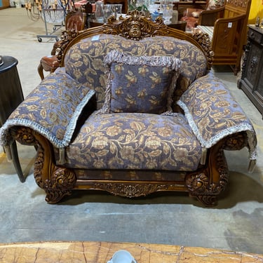 Ornately Wooden Carved French Style Arm Chair