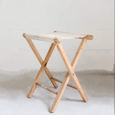 midcentury french canvas camping stool