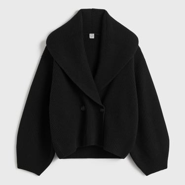 Shawl-Lapel Cardigan Black