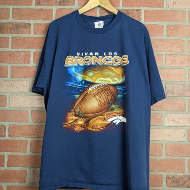 Vintage 90s NFL Denver Broncos Vivan Los Broncos ORIGINAL Football Tee - Extra Large 