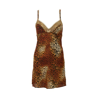 Dior Cheetah Print Rhinestone Logo Slip Dress