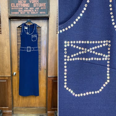 Vintage 1960’s Trompe L’oeil “Mr Mort” Mod Rhinestone Amazing Maxi Dress, 1960’s Dress, Mod Dress, Rhinestone, Trompe L’oeil, Maxi, 