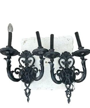 ( Set of 2 ) Wrought Iron Black Wall Sconces