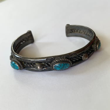 Old Pawn Sterling Turquoise Cuff Vintage