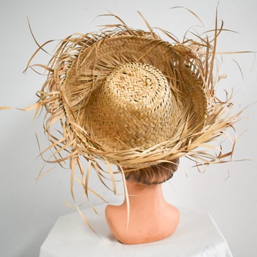 1960s Mexican Fringed Straw Sun Hat 