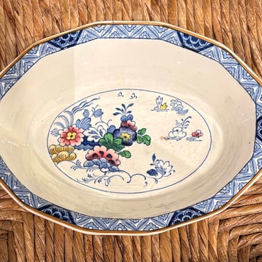 VINTAGE BOOTHS ENGLISH IRONSTONE DECORATIVE BOWL | 10" W X 7.5" D X 2" H
