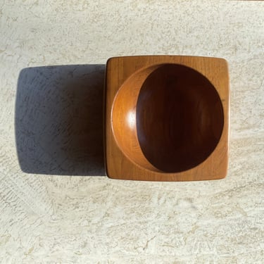 Richard Nissen Danish Modern staved solid teak square and round bowl 
