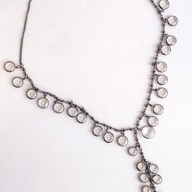 Vintage Pewter Necklace with Glass Beads