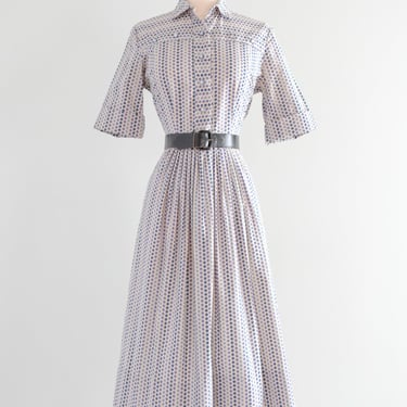 Sweet 1950's Ombre Rose Striped Shirt Dress / Sz S