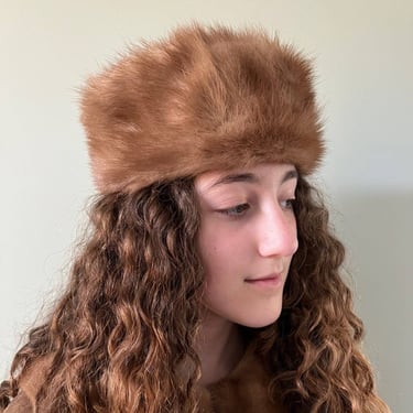 1950's Vintage Ladies Womens Siberian Fur Store Hong Kong Light Brown Beaver Hat 