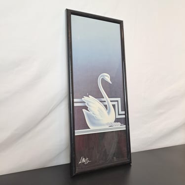 Vintage 80s Vaporwave Swan Wall Art 