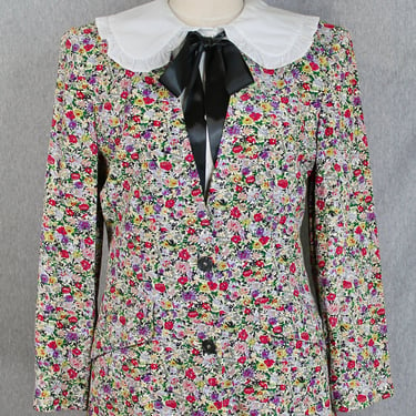 1980s Floral Blazer - Liz Claiborne - Cottage Core - Floral Jacket - Business Casual 