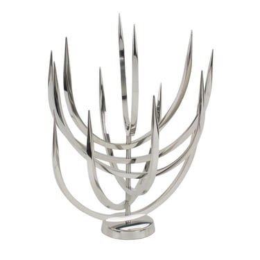Xavier Feal Brutalist Stainless Steel Kinetic Sculpture or Candle Tree, 1970s