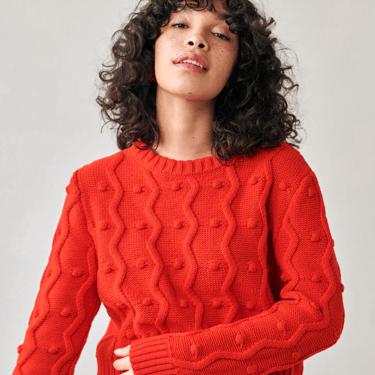 Pom pom sweater, red