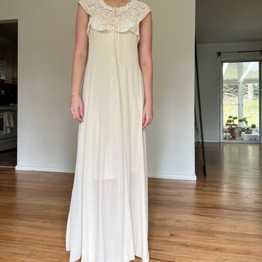 1930s White Silk and Lace Slip