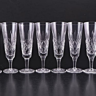 Mid-Century Stuart Crystal Fluted Champagne Glasses. Glencoe Pattern Stemware, Vintage Toasting Flutes, Elegant Glassware for Celebrations 