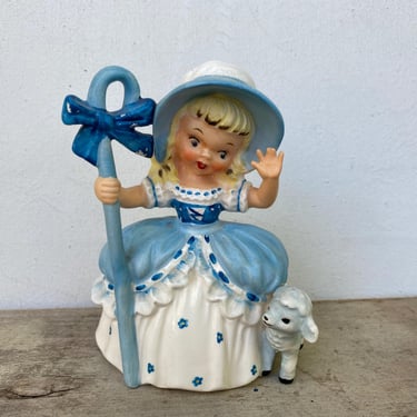 50's Napco Little Bo Peep Figurine, Nursery Rhyme Figurine, Girl With Sheep, A1492C 