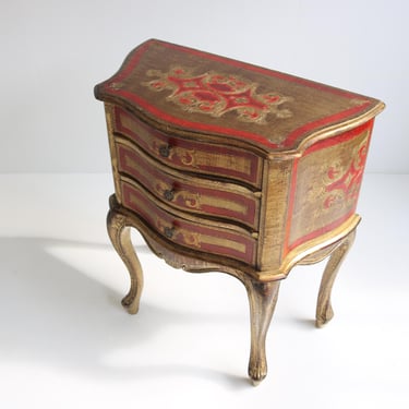 Chest / Dresser, Red and Gold Florentine 3 Drawer, Vintage / | Old European  Home Furnishings - Austin, TX | ATTIC