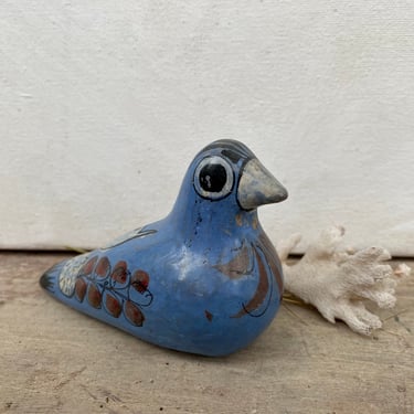 Mid Century Mexican Dove Pottery, Small Blue Dove, Hand Painted, White Bird Painted On Back, Periwinkle Blue, Mexico, Southwestern 