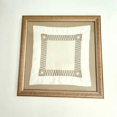 Antique Lace Handkerchief- Framed 