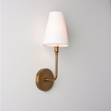 Rounded arm wall sconce - Fabric shade - Country modern lighting 
