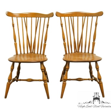 Set of 2 HEYWOOD WAKEFIELD Solid Hard Rock Maple Colonial / Early American Fiddleback Dining Side Chairs 405 