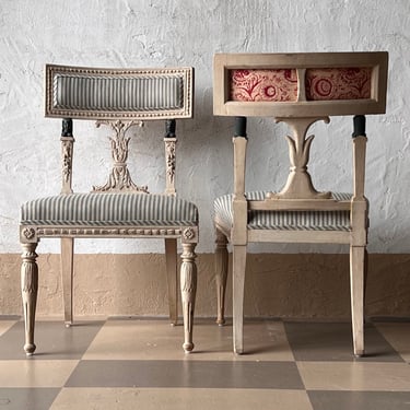 Set of 14 18th C. Gustavian Egyptian Revival Ephraim Stahl Signed Dining Chairs