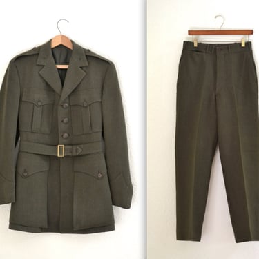 Vintage World War 2 WWII Uniform Wool United States Military Jacket and Pants Uniform Size Small Medium Marine Army Navy 