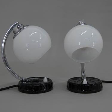 Set of Two Art Deco Table Lamps, 1930's / Pair of Vintage Table Lamps / Art Deco Bedside Lamps 