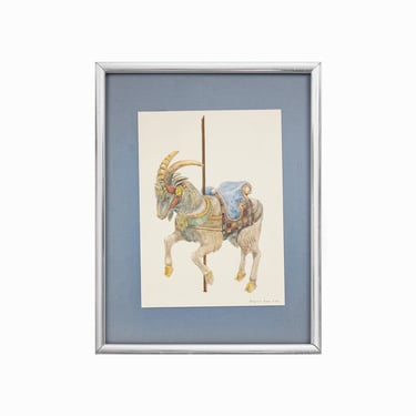 1978 Margaret Brown Lithograph on Paper Carousel Goat Vintage Print 