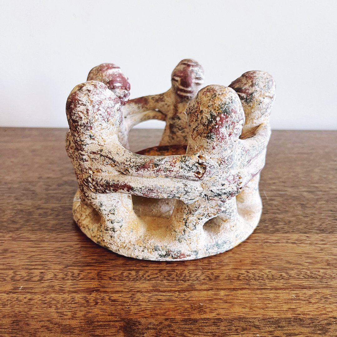 Vintage Mexican Clay Circle of Friends Candle Holder The Distillery