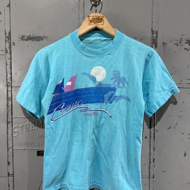 1970s Hawaii surfing 1970s graphic t shirt baby blue 100% cotton surf tee tshirt Poly Tees 