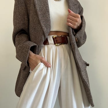 Vintage Coffee Brown Tweed Blazer