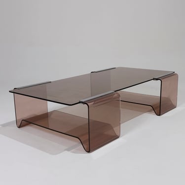 TABLE BASSE EN ALTUGLASS FUMÉ, MICHEL DUMAS, 1970s