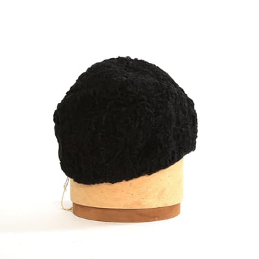 60s black Persian lamb hat | Vintage 1960s deadstock Persian lamb turban winter hat 