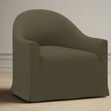 The Inside Havenly Slipcover Swivel Chair Olive Green Upholstered (2 Avail) FFE258-390