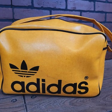 Yellow and Black Adidas Spa Gym Sports Bag Carry On Travel Bag Made in Jugoslavija/ Yugoslavia 