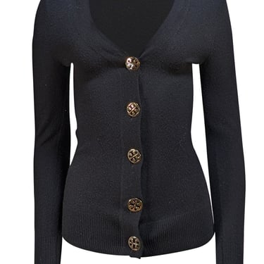 Tory Burch - Black Wool V-Neckline Cardigan Sz S