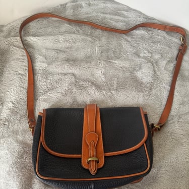 Vintage Dooney & Bourke Dark Navy Blue Leather, Leather Classics Equestrian Bag, DB Collectors Shoulder Purse, 80s Retro Purse 