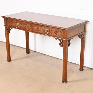 Baker Furniture Historic Charleston Georgian Carved Mahogany Writing Desk or Console Table