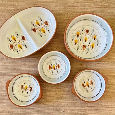 Vintage Stangl Amber Glo Ceramic Bowls - Divided Oval Dish - Sold Individually 
