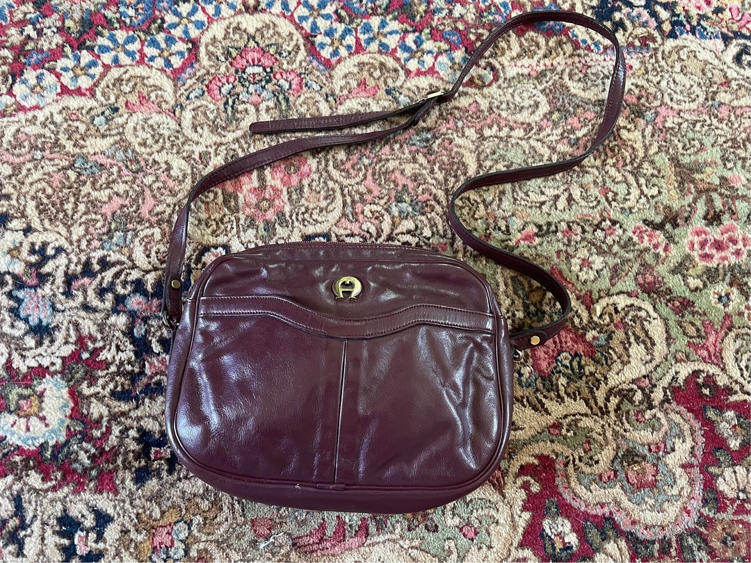 ETIENNE AIGNER Vintage Burgundy Wine Oxblood Handbag Shoulder Bag