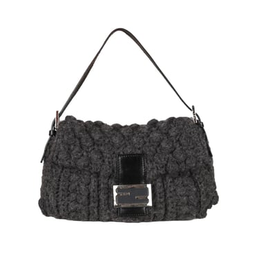 Fendi Grey Crochet Baguette